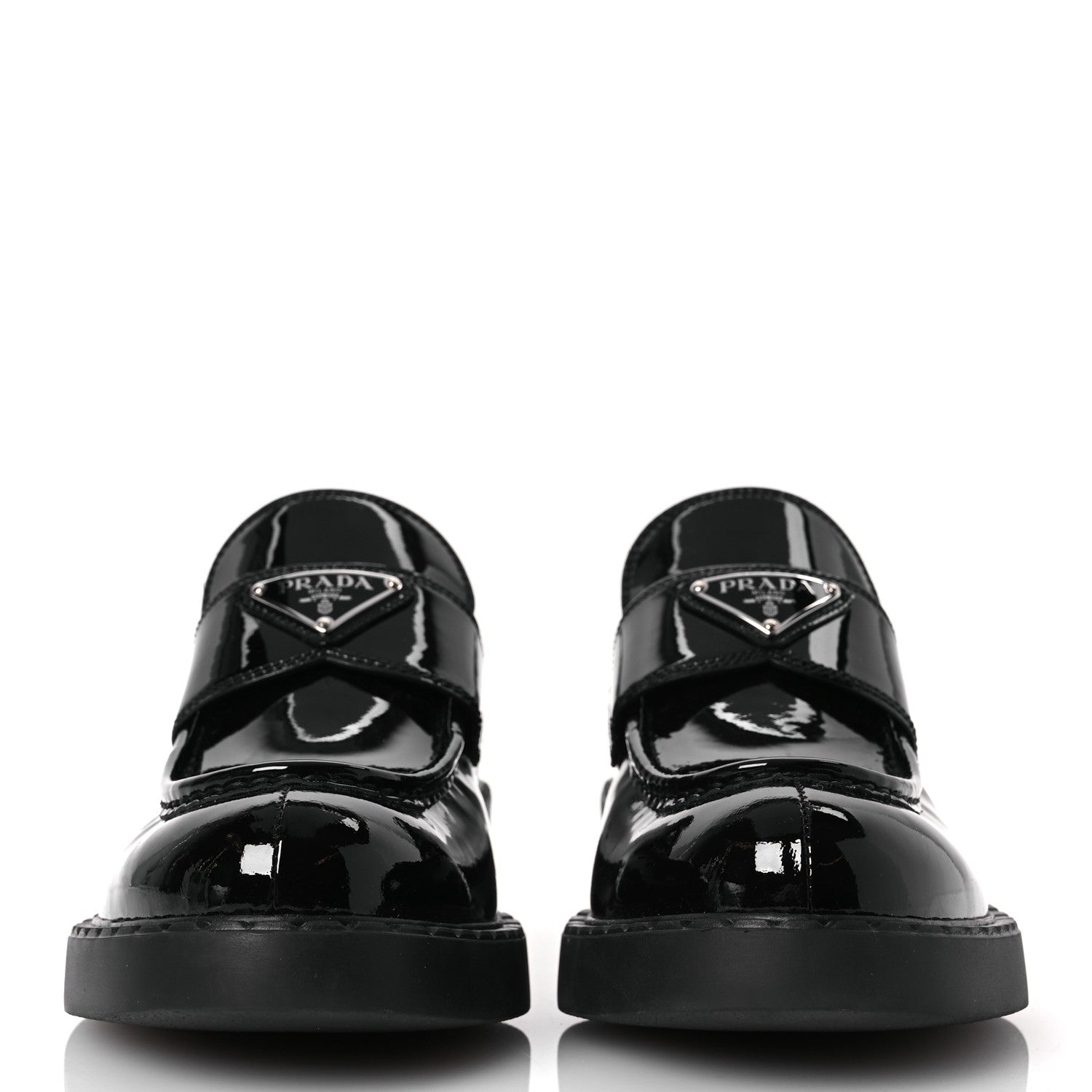 Prada Vernice Triangle 50mm Loafers 41 Black 3 of 10