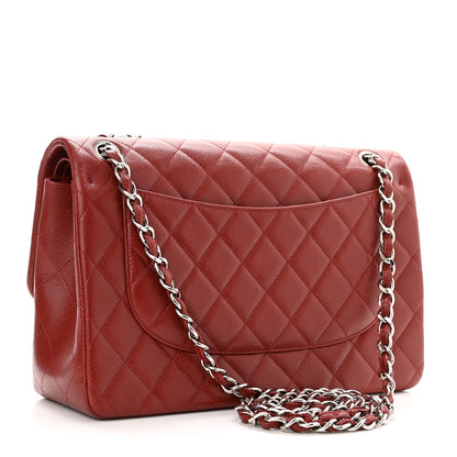 Chanel Caviar Quilted Jumbo Double Flap Dark Red 3 of 11