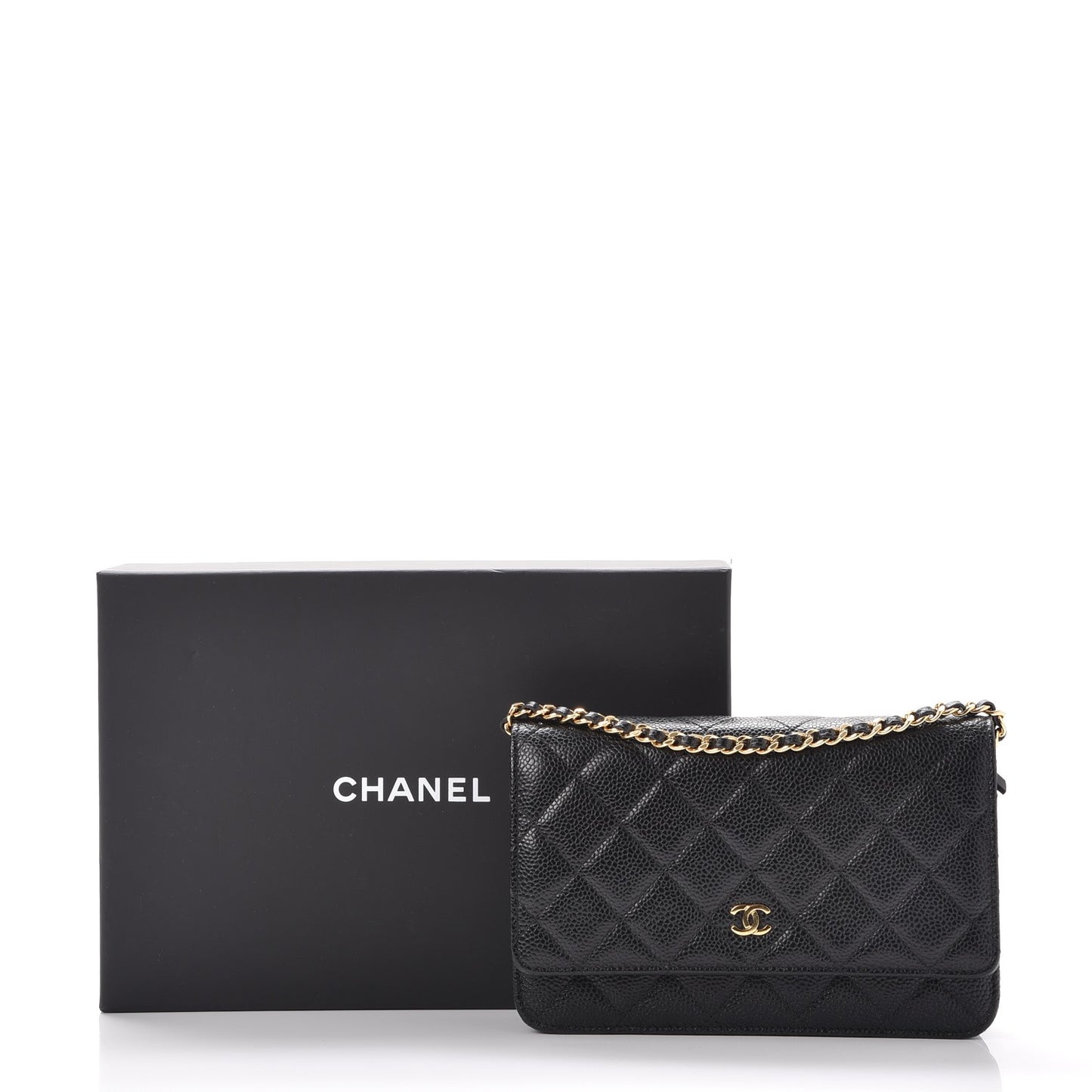 Caviar Quilted Wallet On Chain WOC Black
