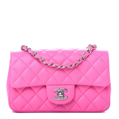 Chanel Lambskin Quilted Mini Rectangular Flap Neon Pink 1 of 12