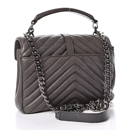 Saint Laurent Sheepskin Matelasse Chevron Monogram Medium College Bag Dark Anthracite 3 of 19