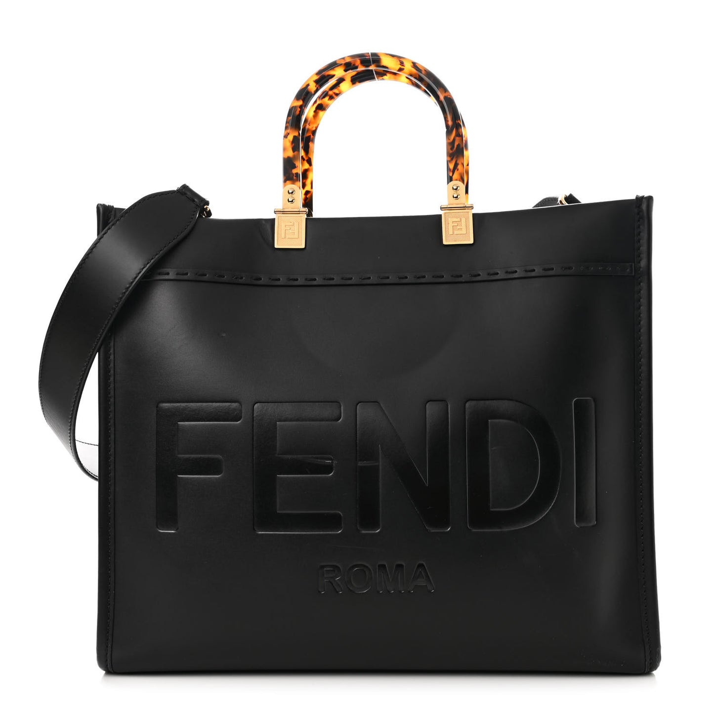 Vitello King Plexiglass Medium Fendi Sunshine Shopper Tote Black