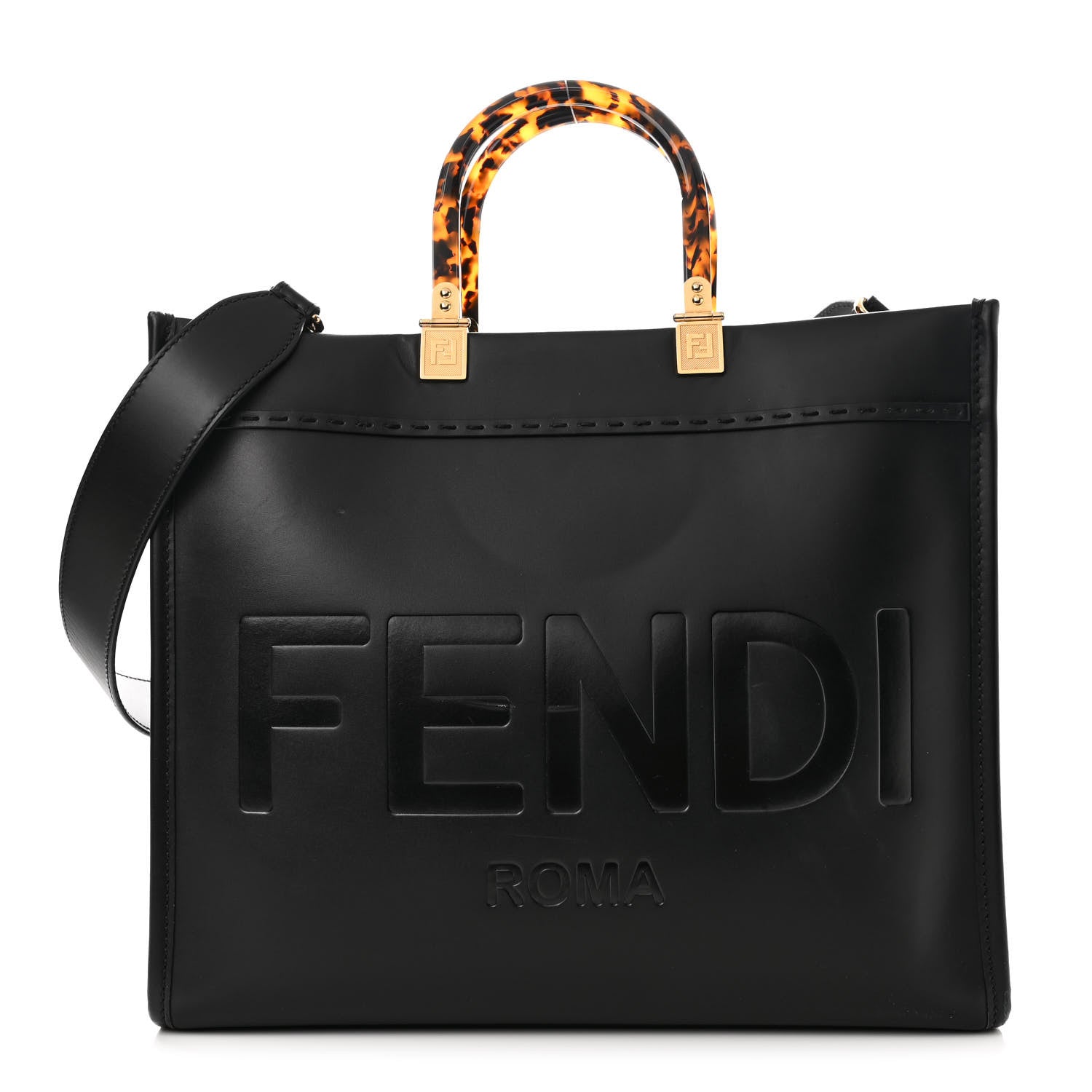 Fendi Vitello King Plexiglass Medium Fendi Sunshine Shopper Tote Black 1 of 13