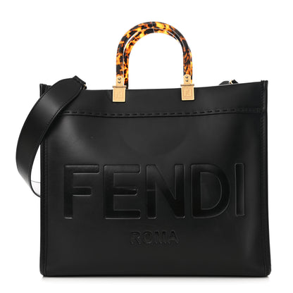 Fendi Vitello King Plexiglass Medium Fendi Sunshine Shopper Tote Black 1 of 13