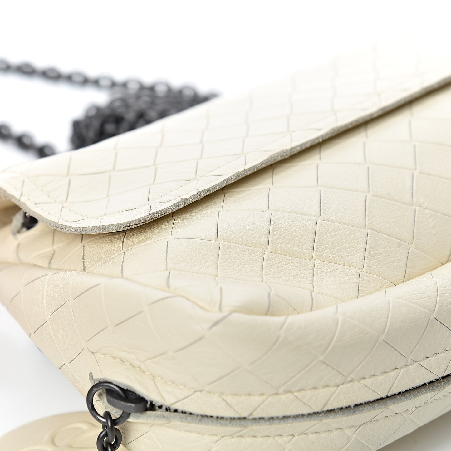 Nappa Intrecciato Mini Chain Messenger Bianca