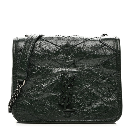 Saint Laurent Crinkled Calfskin Matelasse Monogram Niki Chain Wallet Khaki Militaire 1 of 10