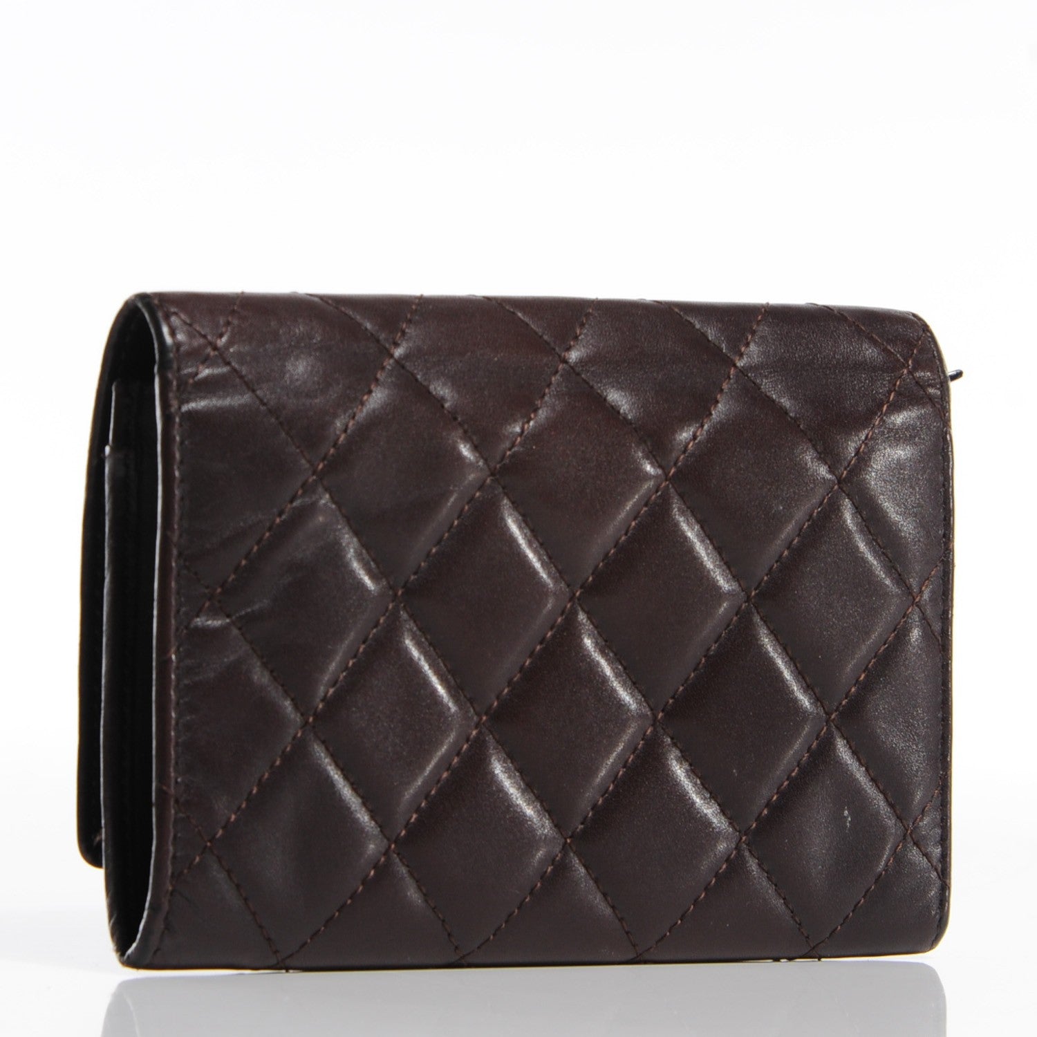 Chanel Calfskin Quilted Cambon Quilted Flap Wallet Dark Brown 3 of 8