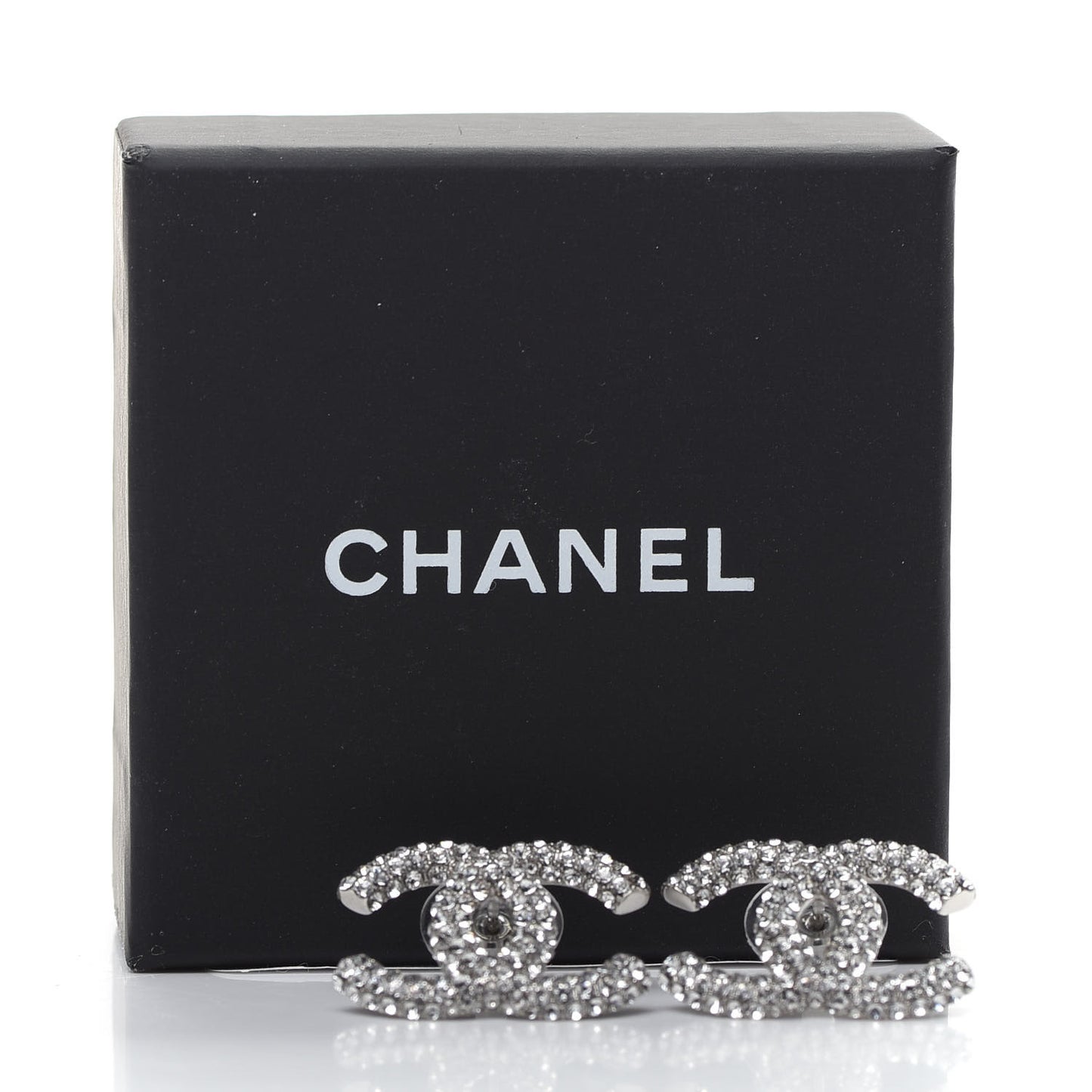 Crystal CC Treasure Chest Earrings Silver