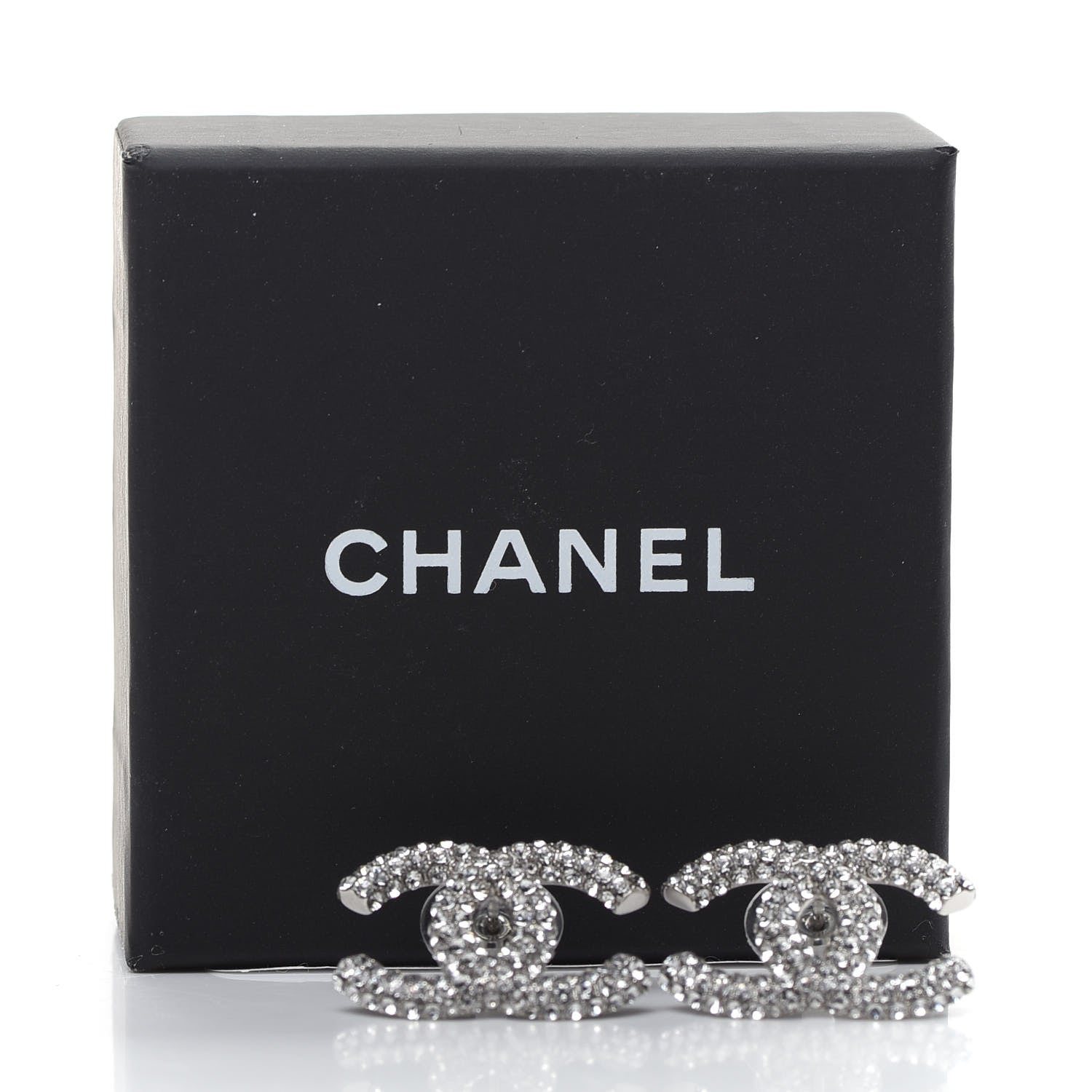Chanel Crystal CC Treasure Chest Earrings Silver 5 of 5
