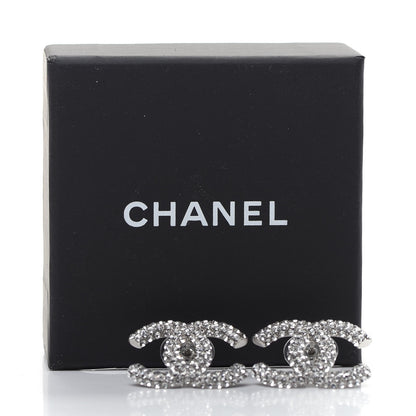 Chanel Crystal CC Treasure Chest Earrings Silver 5 of 5