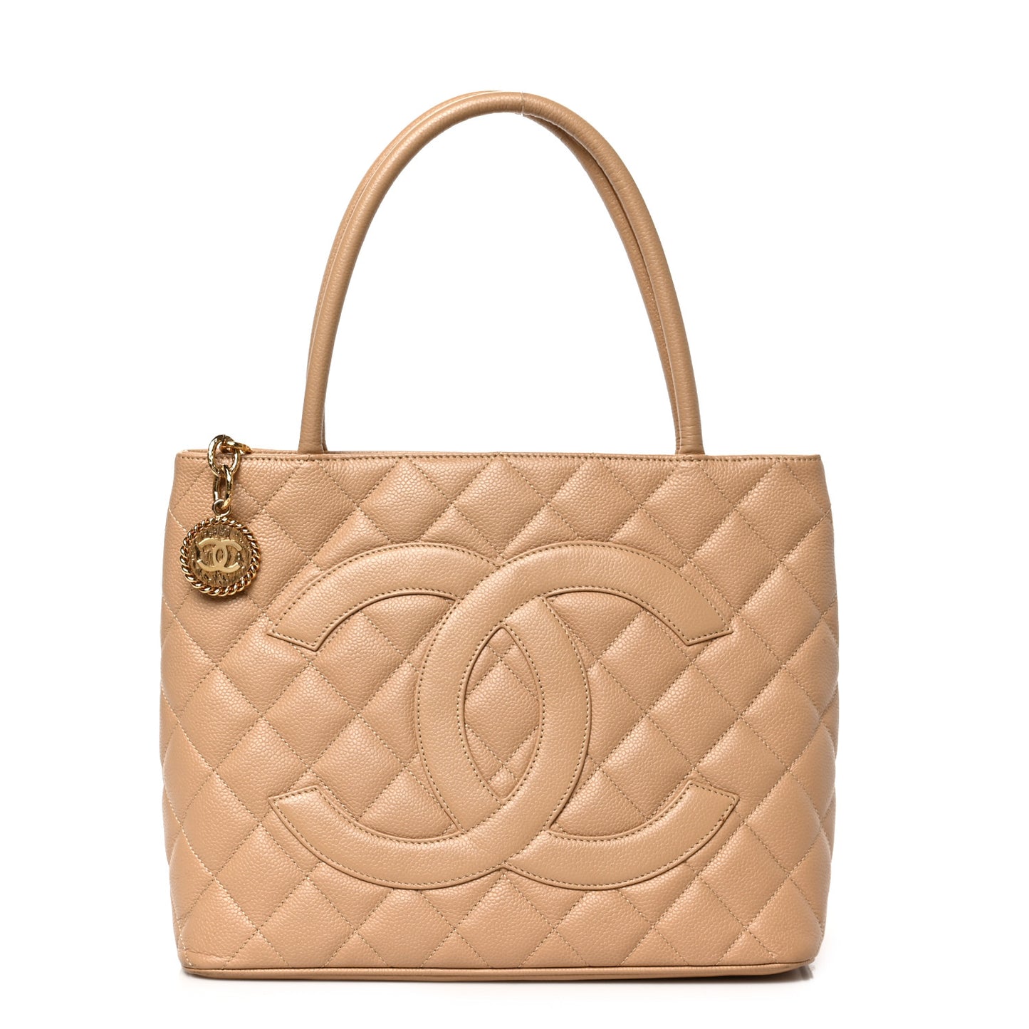Caviar Quilted Medallion Tote Beige