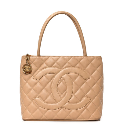 Chanel Caviar Quilted Medallion Tote Beige 1 of 9
