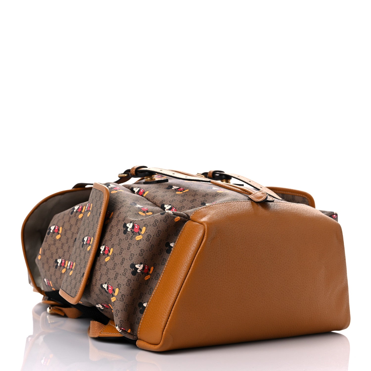 Gucci X DISNEY Mini Vintage GG Supreme Monogram Mickey Mouse Medium Backpack Beige Vintage Sun Oil 4 of 10