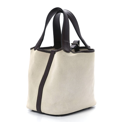 Hermes Toile Swift Picotin 18 PM Chocolate 3 of 10