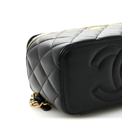 Chanel Lambskin Quilted Metal Small Top Handle Vanity Case With Chain Black 8 of 9