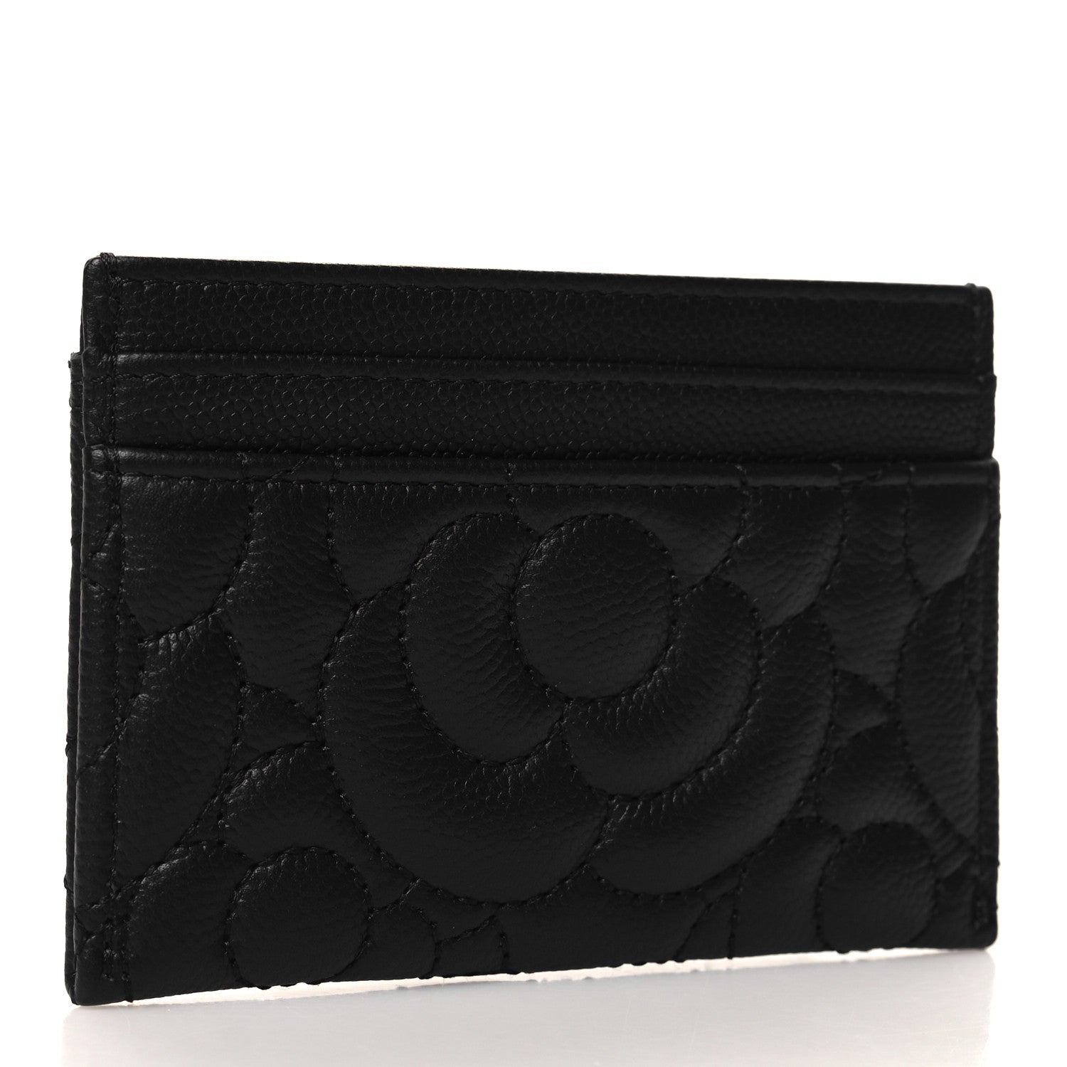 Chanel Caviar Camellia Embossed Card Holder Black 3 of 8