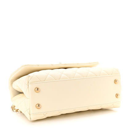 Chanel Caviar Elaphe Quilted Mini Coco Handle Flap Ivory 4 of 10