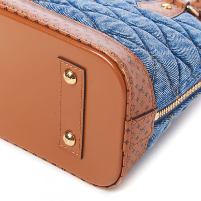Louis Vuitton Denim Calfskin Reverse Monogram Malletage Alma BB Blue 5 of 8