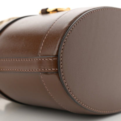 Gucci Monogram Textured Calfskin Horsebit 1955 Drawstring Bucket Bag Beige Brown Sugar 9 of 10