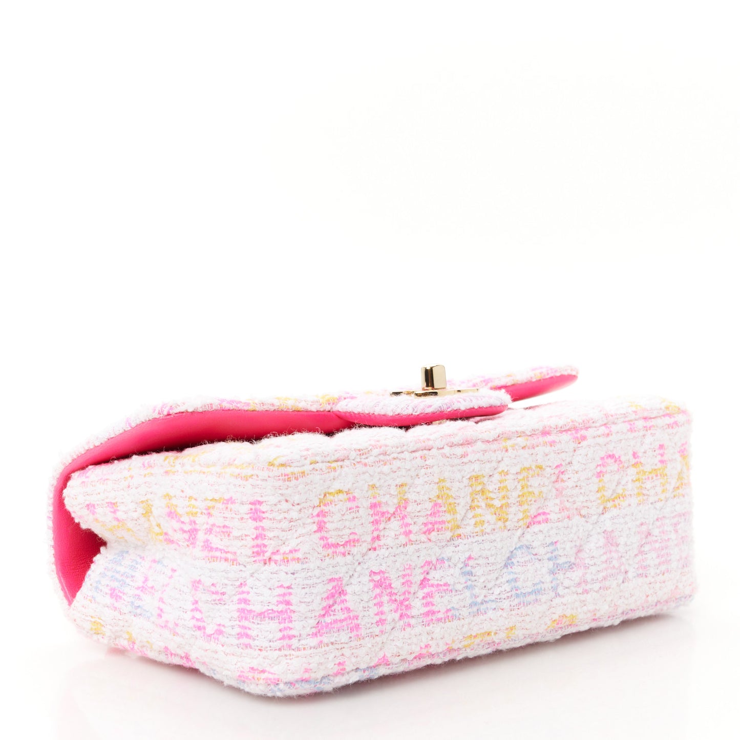 Tweed Quilted Mini Rectangular Flap Pink Multicolor