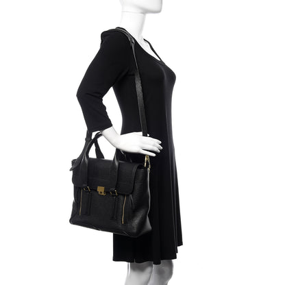 3.1 Phillip Lim 3.1 Textured Calfskin Medium Pashli Satchel Black 2 of 9