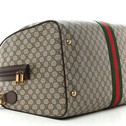 Gucci GG Supreme Monogram Textured Dollar Calfskin Web Large Savoy Duffle Bag Beige Ebony New Acero 9 of 13
