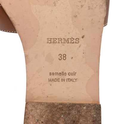 Hermes Box Calfskin Oran Sandals 38 Gold 6 of 9