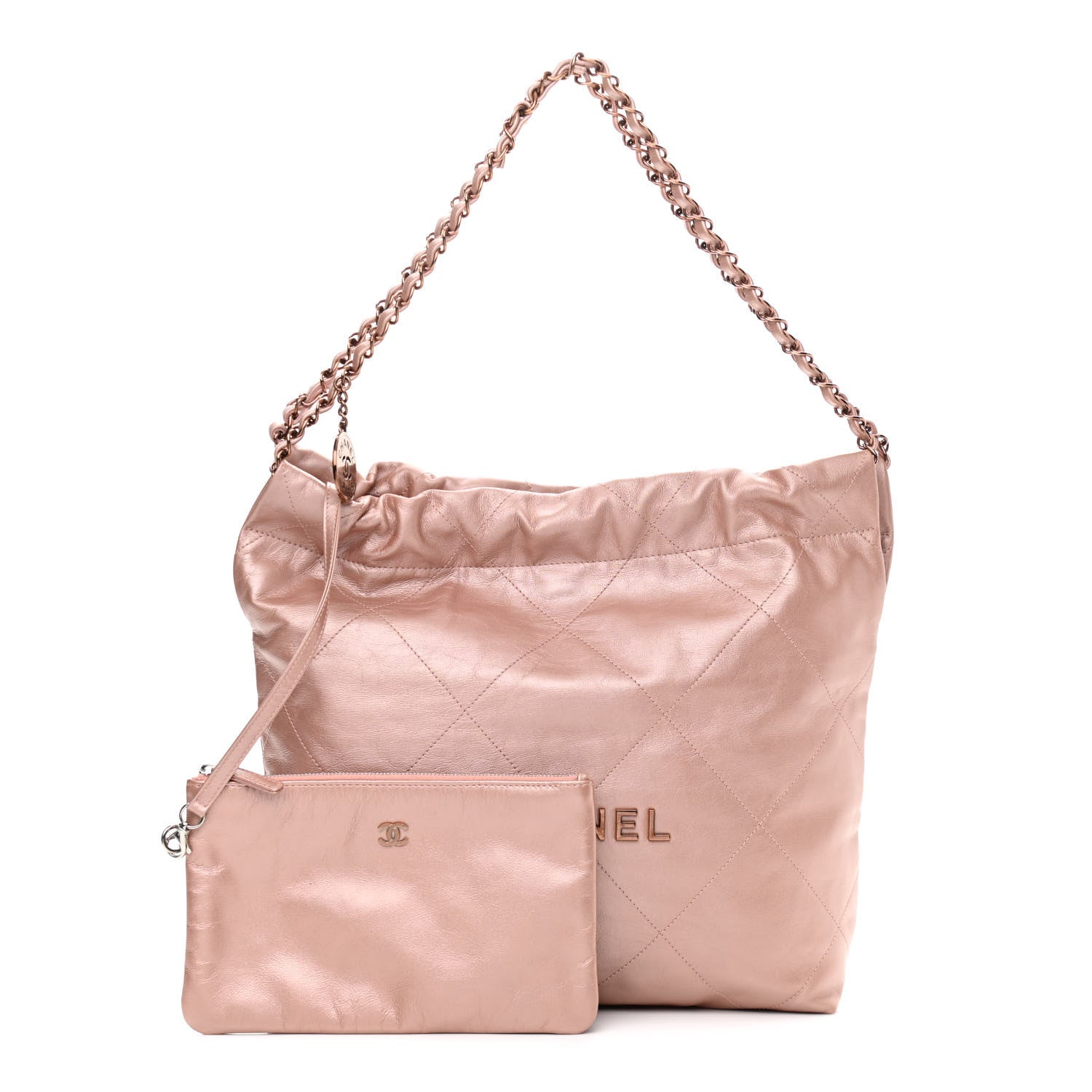 Chanel Metallic Calfskin Quilted Small Chanel 22 Pink 1 of 11