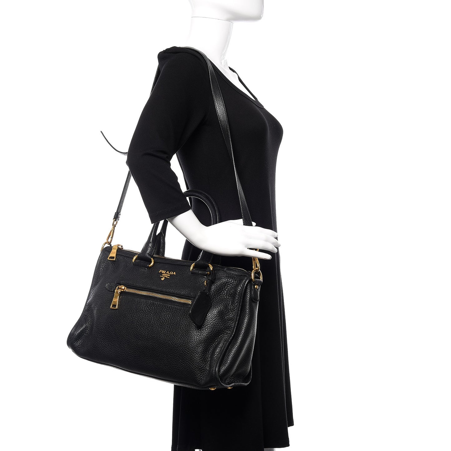Vitello Daino Shopping Satchel Black