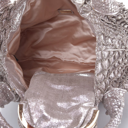 Fendi Metallic Boar Suede Fringed Spy Silver 5 of 9