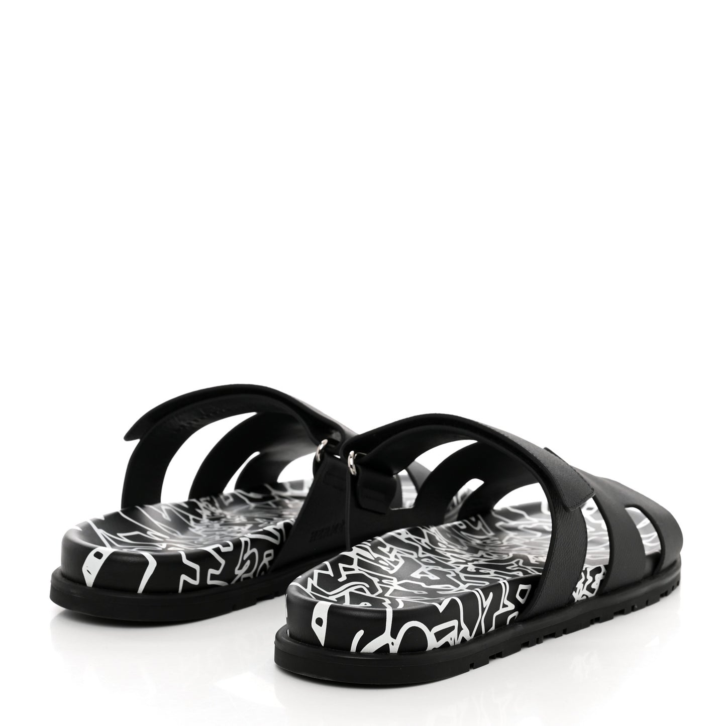 Epsom Calfskin Graff Hermes Mens Chypre Sandals 44 Black