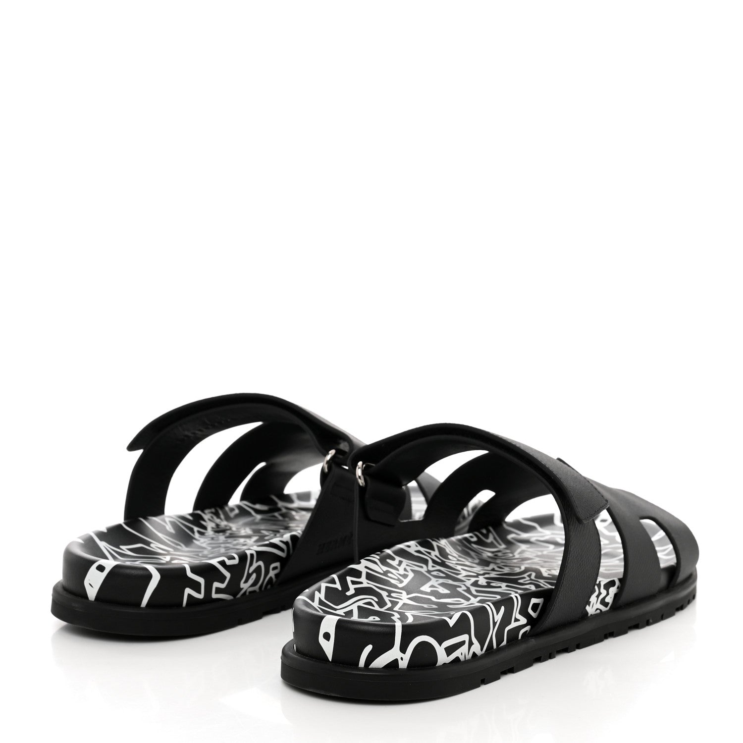 Hermes Epsom Calfskin Graff Hermes Mens Chypre Sandals 44 Black 4 of 10