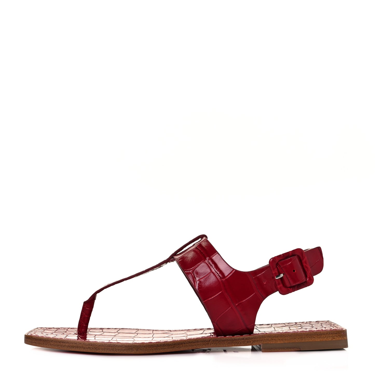 Calfskin Alligator Embossed Cubongo Flat Sandals 38 Persan