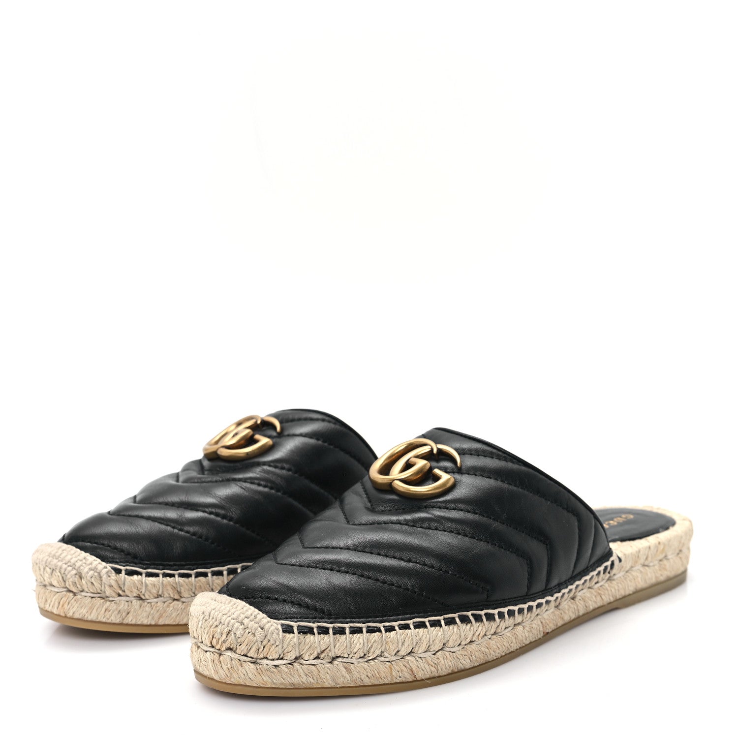 Gucci Nappa Matelasse GG Marmont Espadrille Slippers 38 Black 4 of 10