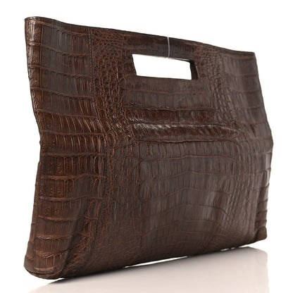 Nancy Gonzalez Crocodile Envelope Convertible Clutch Brown 9 of 10
