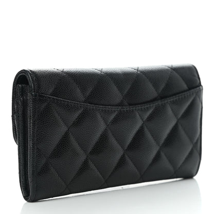 Chanel Caviar Quilted Medium Gusset Flap Wallet Black 3 of 8