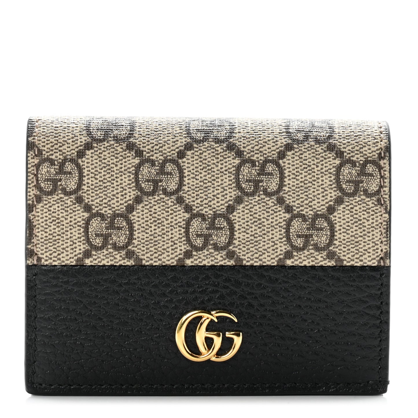 Dollar Calfskin GG Supreme Monogram GG Marmont Card Case Black Beige Ebony