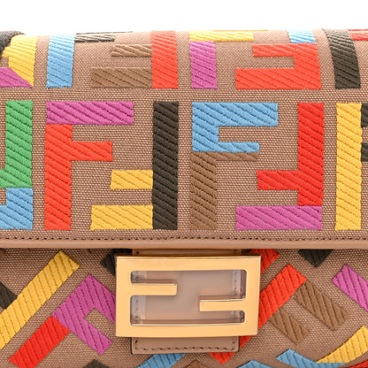 Fendi Canvas Vitello King FF Multicolor Embroidered Baguette Multicolor Cuoio 7 of 9