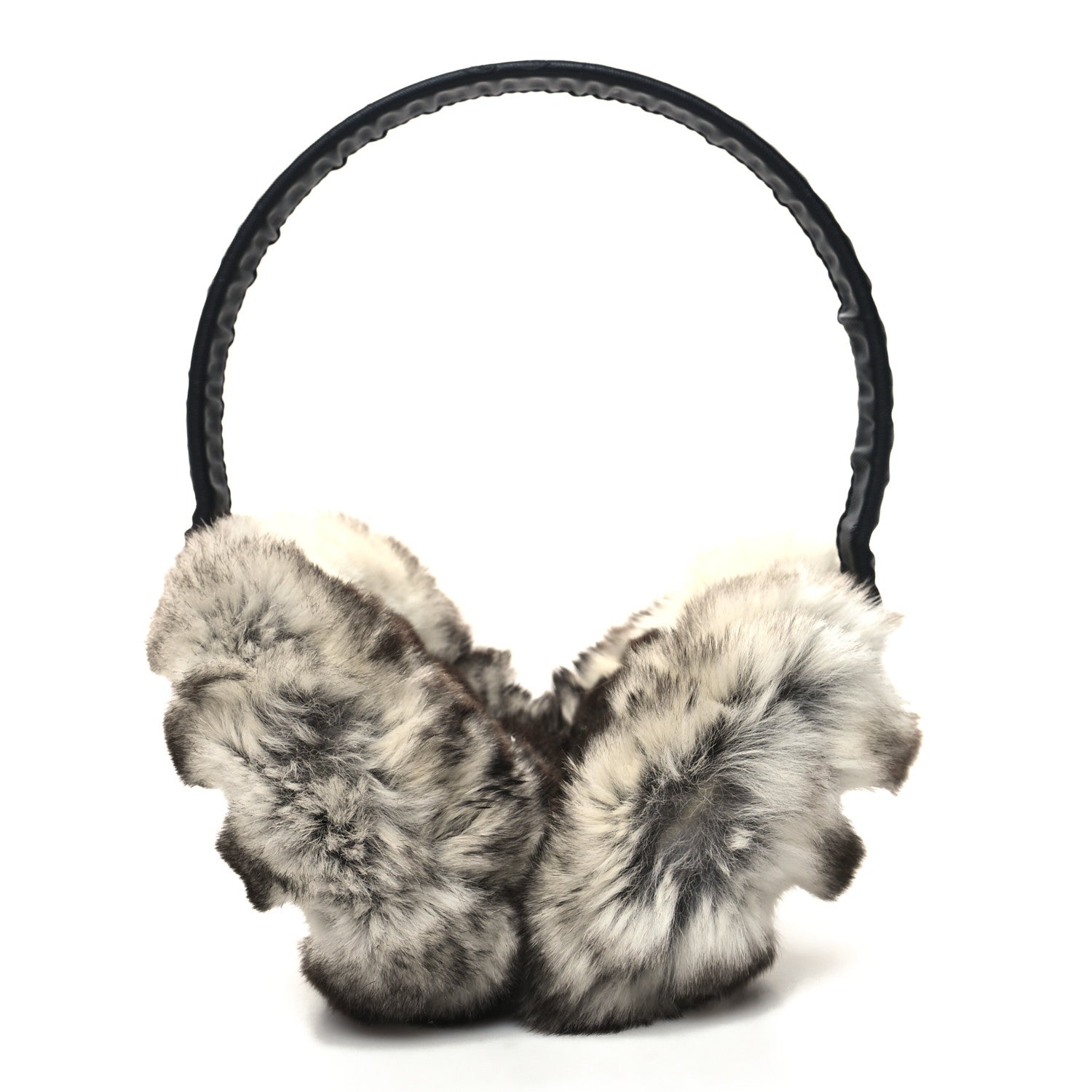 Chanel Chinchilla Fur CC Ear Muffs Beige Black 1 of 5