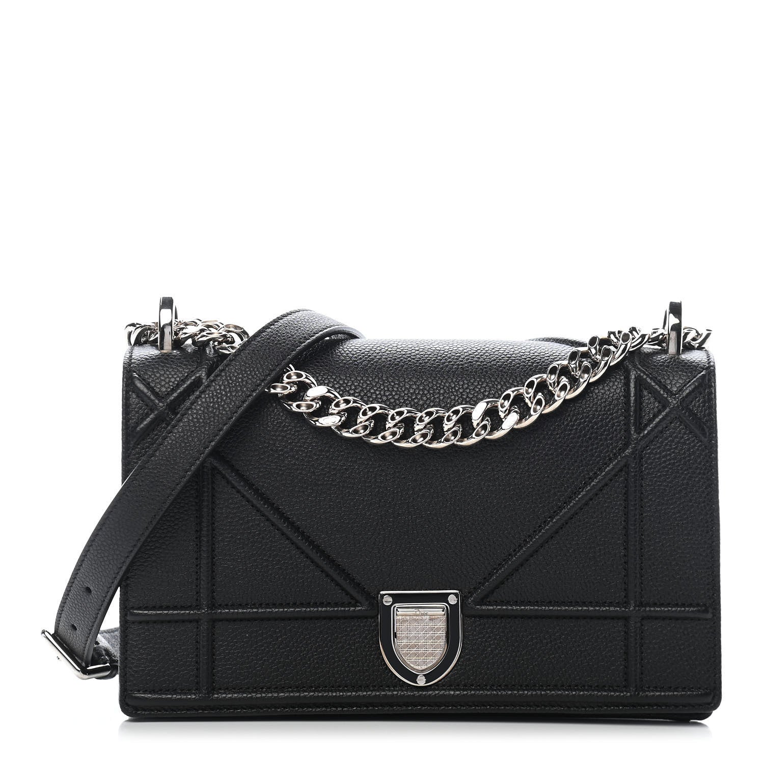 Christian Dior Grained Calfskin Small Diorama Flap Bag Black 1 of 10