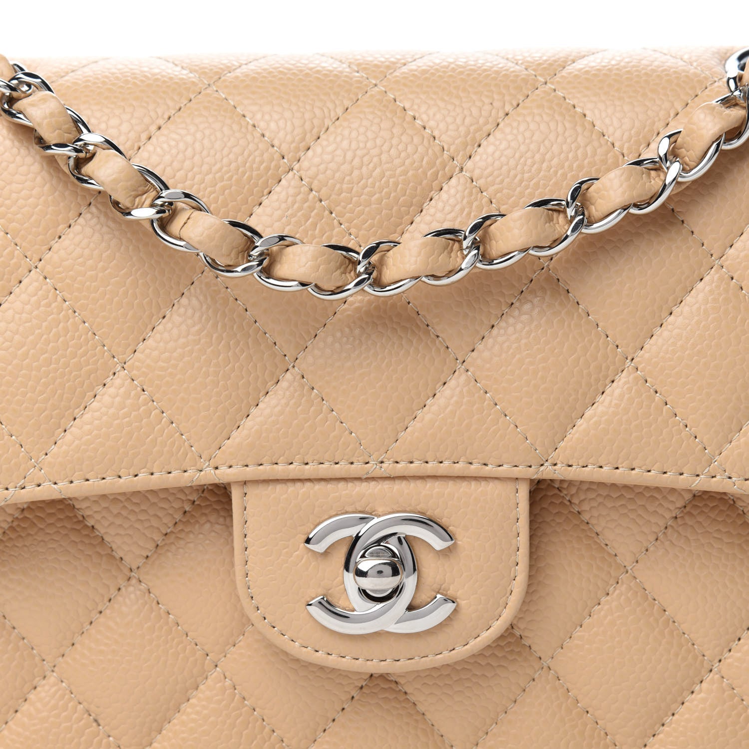 Chanel Caviar Quilted Small Double Flap Beige 10 of 11