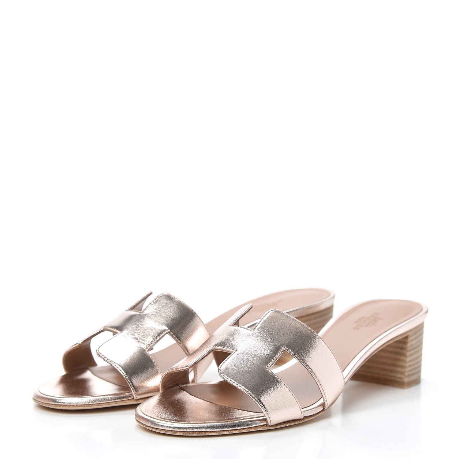 Hermes Metallic Nappa Oasis Sandals 37 Rose Dore 3 of 7