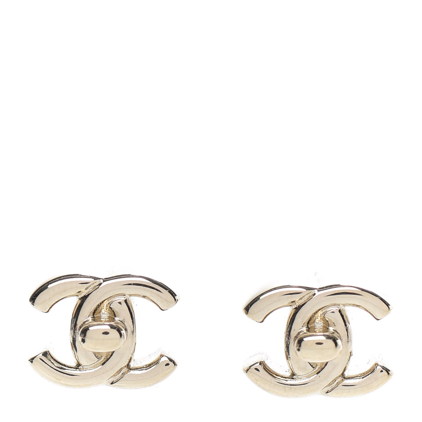 Metal CC Turnlock Earrings Gold
