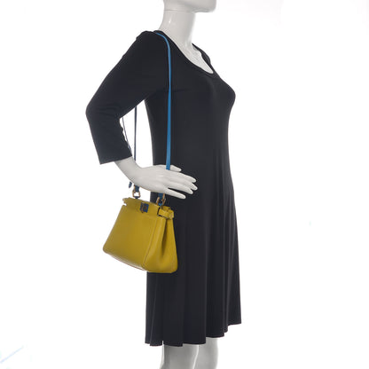 Fendi Nappa Colorblock Mini Peekaboo Iconic Satchel Lime Blue Royal Latte 2 of 11