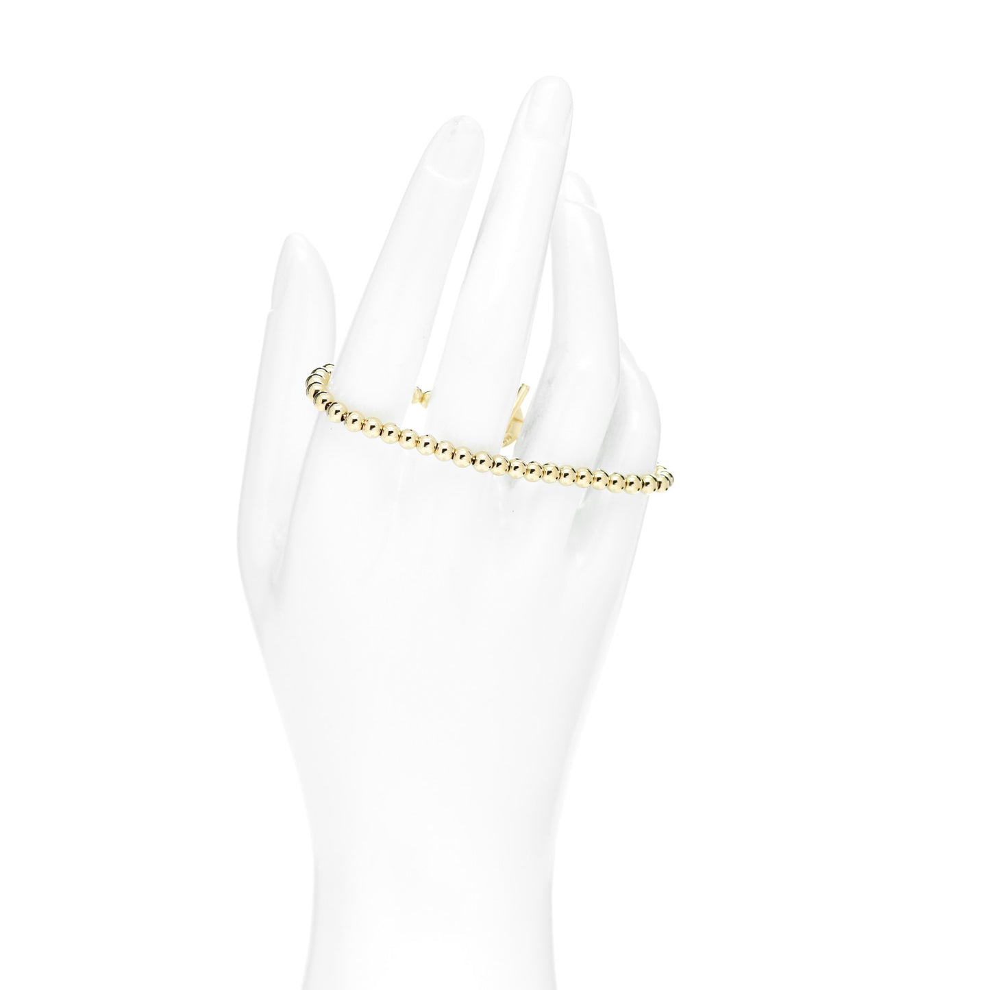 18K Yellow Gold 4mm Beads Toggle Bracelet