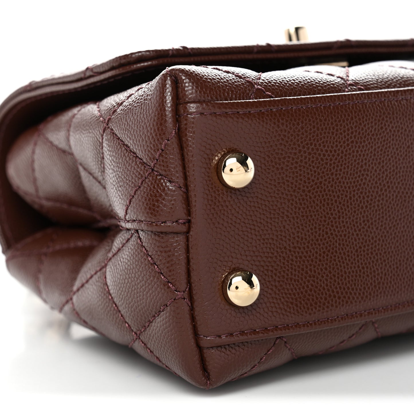 Caviar Quilted Extra Mini Coco Handle Flap Dark Brown