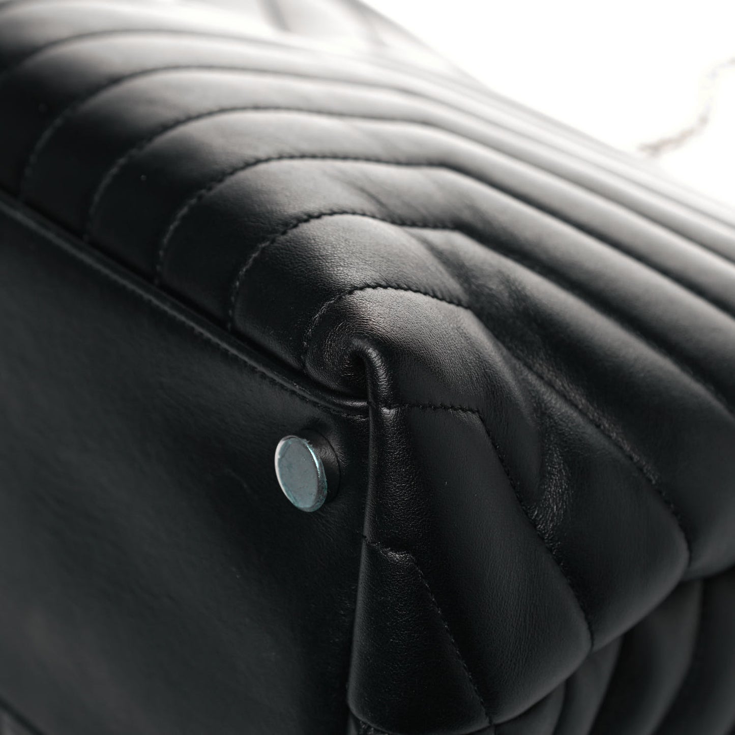 Calfskin Y Quilted Monogram Large Loulou Chain Satchel Black