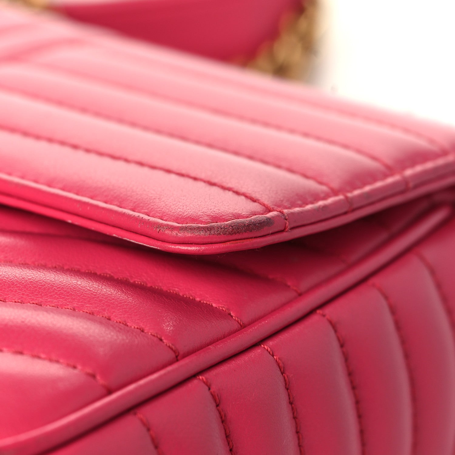 Prada Soft Calfskin Impunture Diagramme Medium Chain Flap Shoulder Bag Magenta 10 of 13