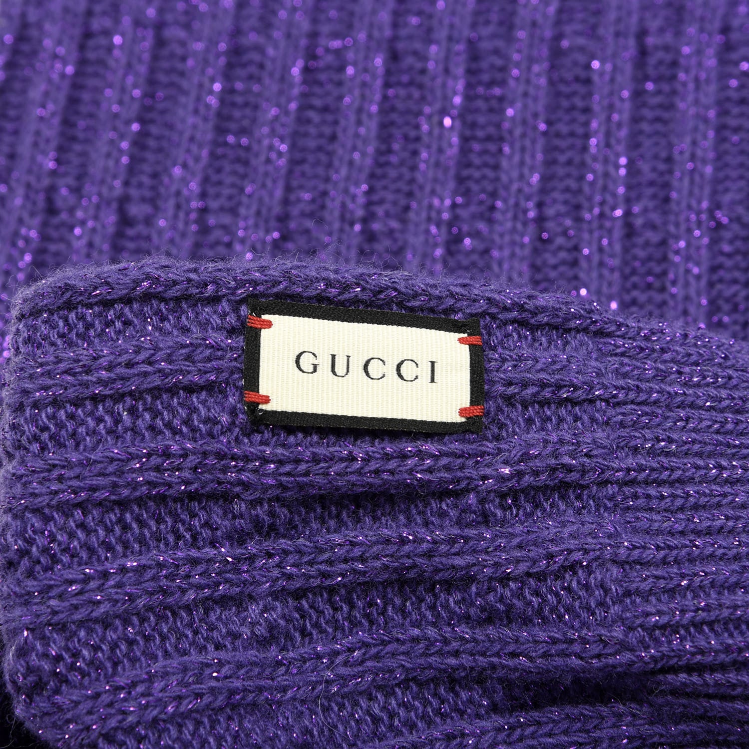 Gucci Wool Knit Shine Reg Scarf Parma Violet Dark Purple 3 of 4