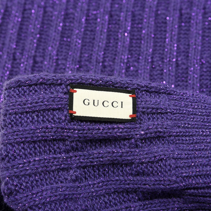 Gucci Wool Knit Shine Reg Scarf Parma Violet Dark Purple 3 of 4